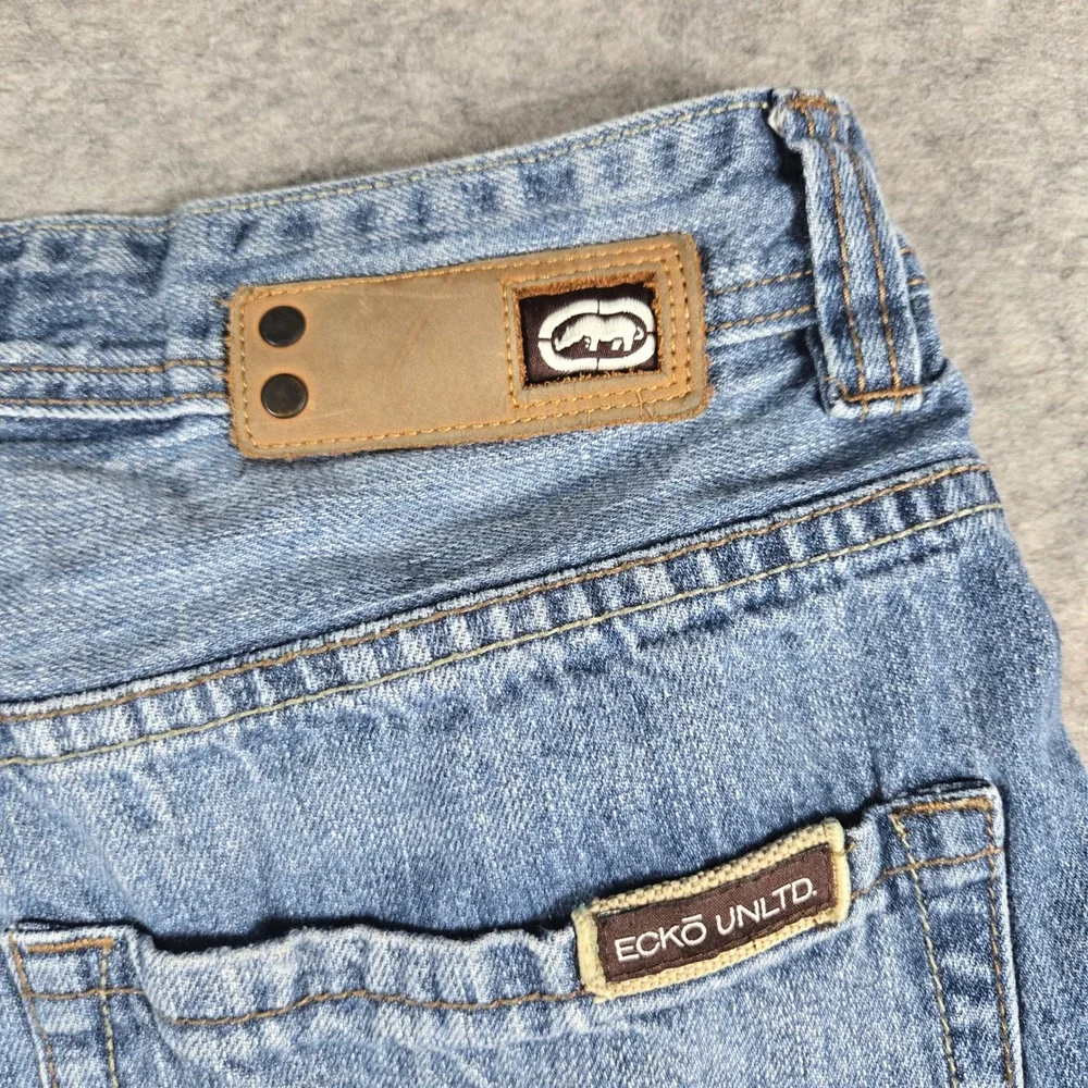 Ecko Unltd Mens Blue Baggy-Fit Y2K Streetwear Denim Jeans 30